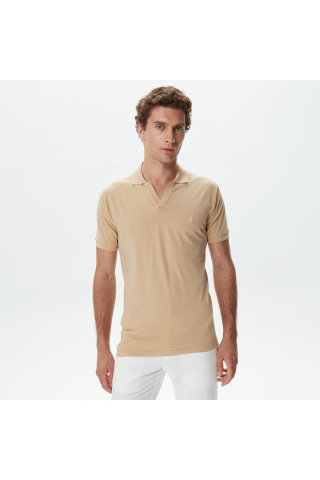 Erkek Bej Classic Fit Kısa Kollu Polo - Nautica