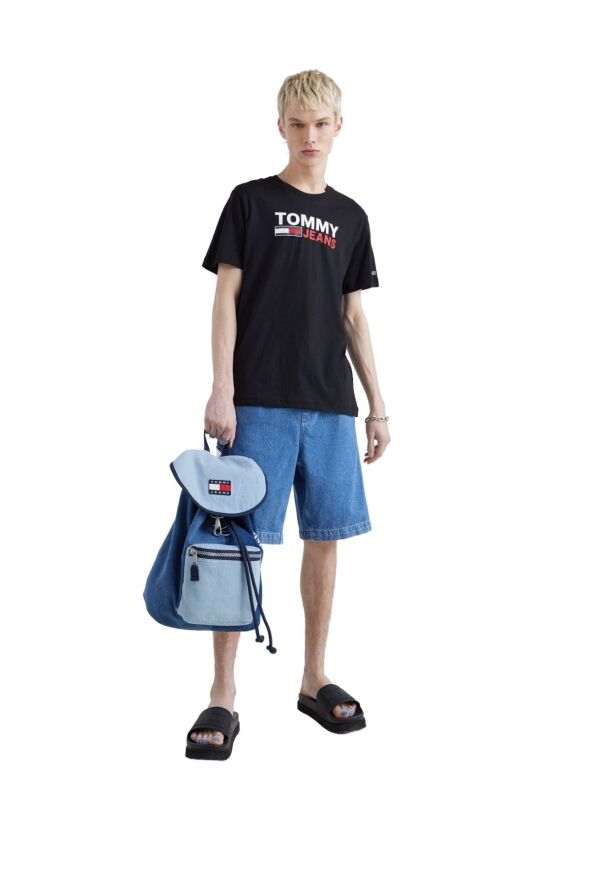 Erkek Marka Logolu Organik Pamuklu Bisiklet Yakalı Siyah T-shirt Dm0dm15379-bds - 427