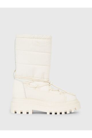 Kadın Logolu Uzun Boy Bağcıklı Su Geçirmez Kışlık Beyaz Bot & Bootie YW0YW01146-YBI - 357