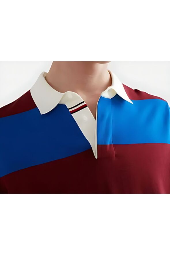 Polo Yaka Erkek Sweat Bordo Mavi - 186