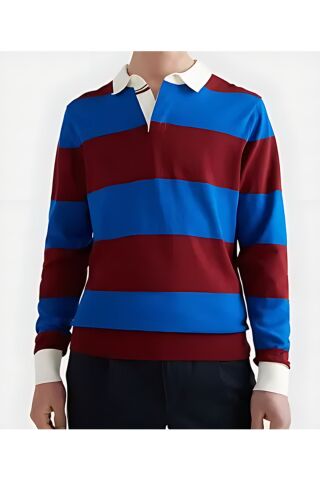 Polo Yaka Erkek Sweat Bordo Mavi - 357